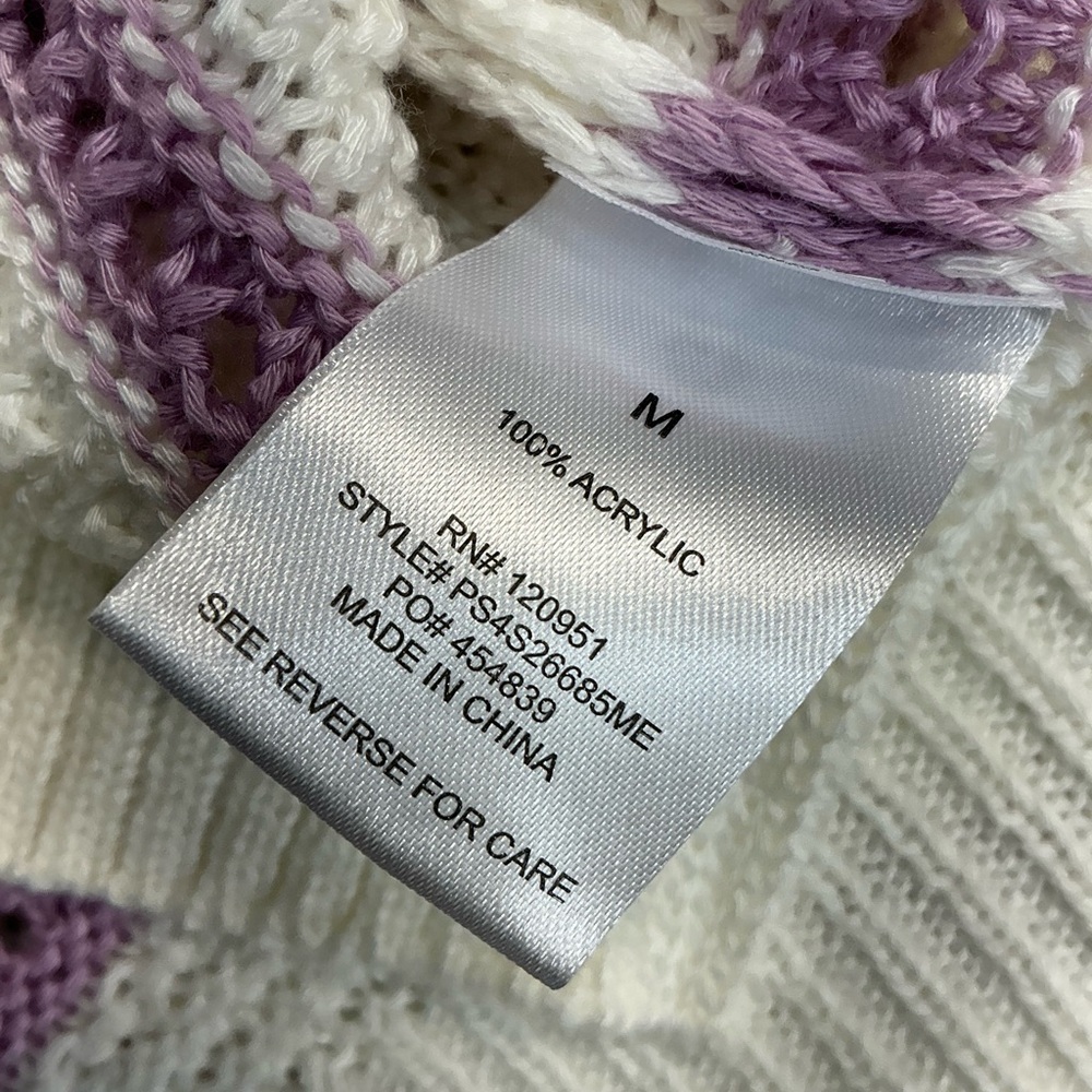 Cozy Striped White and Purple Sweater - Picture 3 of 3